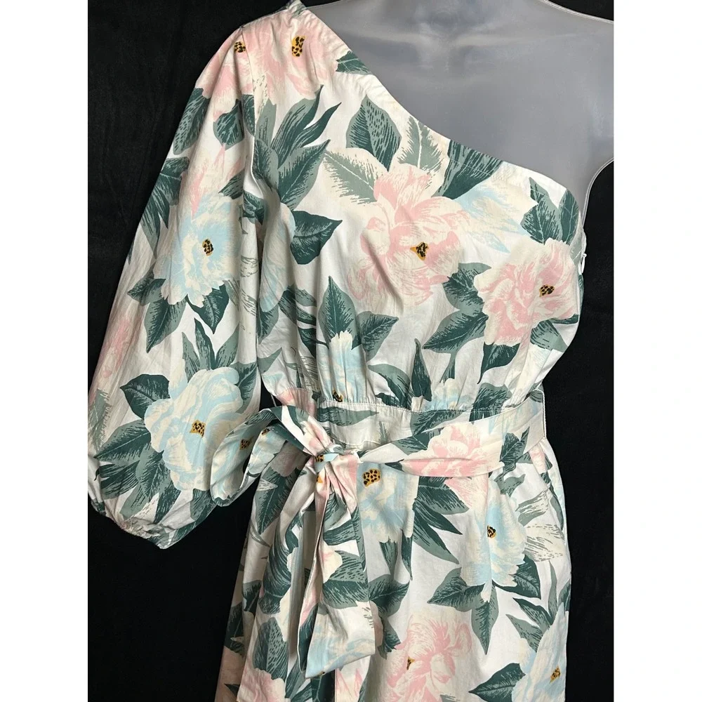 Billabong x The Salty Blonde One Shoulder Floral Mini Dress Pink Blue Medium